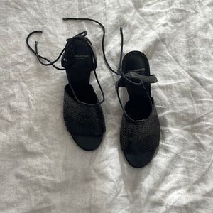 Vagabond Tie Thick Heel, Size 38, Black and Brown